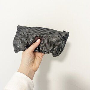 Malini Sulaika Gray Metal Clutch Pouch Bag